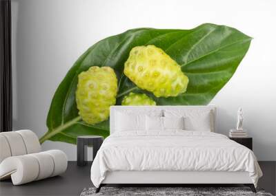 Great morinda, Tahitian noni, Indian mulberry, Beach mulberry (Morinda citrifolia) isolated on white background. concept Herbal and Vegetable extracts are medications for Reduce heart disease risk Wall mural