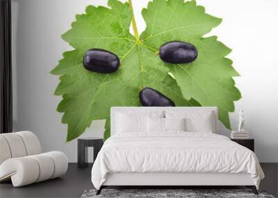 Black grape isolated on the white background Wall mural