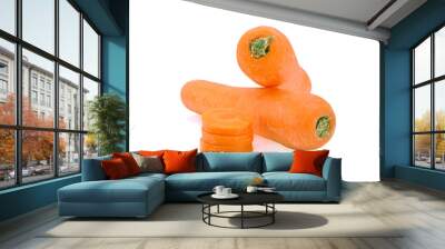 fresh carrots isolated on white background Wall mural