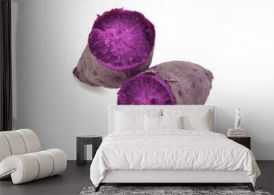 Purple Sweet Potatoes on White background Wall mural