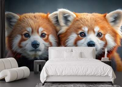 cute red pandas in minimalist style Wall mural