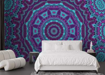 Abstract festive colorful floral vector ethnic tribal pattern Wall mural