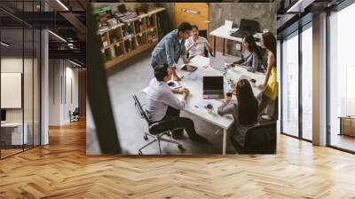 Asian business people team meeting in modern office design planning ideas concept Wall mural