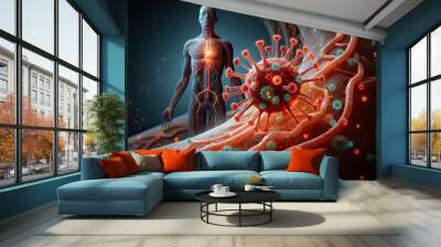 Human Body Under Attack by Virus. Wall mural