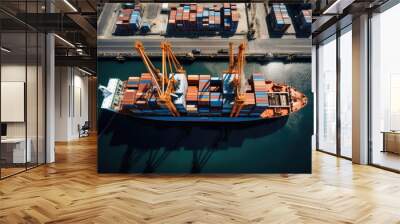 Maritime Hub: Aerial Close-Up of Container Cargo Ship
 Wall mural