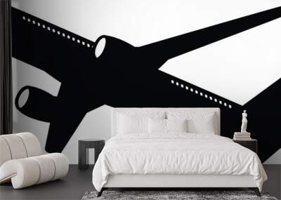 sillhouette black plane isolated on white background Wall mural