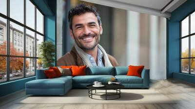 Portrait of a handsome casual businessman smiling Wall mural