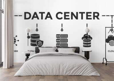 Data center banner web icon vector illustration concept with icon of database, network, data security, server, backup, cloud and technology Wall mural