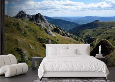 Beautiful mountain vista, sedimentary rocks in the Carpathians Wall mural