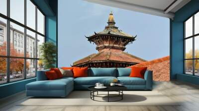 Pagoda type roof, newari architecture in Kathmandu, Nepal Wall mural