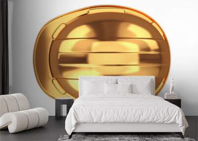 Hard hat gold top view on white background, 3d render Wall mural