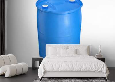 Plastic barrel blue on white background, 3d render Wall mural