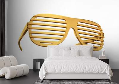 Shutter sunglasses gold color isolated on white background, 3D render Wall mural