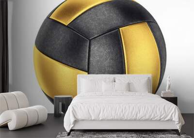 Volleyball ball gold and black isolated on a white background, 3D render Wall mural