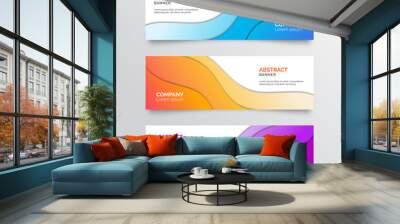 Modern abstract papercut style banners collection Wall mural