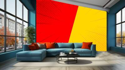 Pop art retro comic. Yellow and red background. Versus lightning blast halftone dots. Cartoon vs. Vector Wall mural