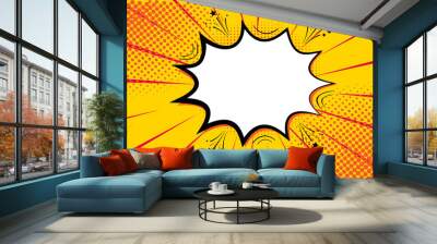 Pop art retro comic. Yellow background. Lightning blast halftone dots. Cartoon vs. Vector Wall mural