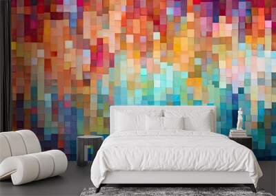 background with multi colored paint squares Wall mural