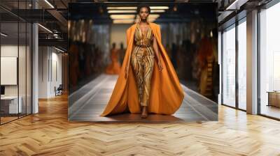 black model walking the runway at a modern african fashion show Wall mural