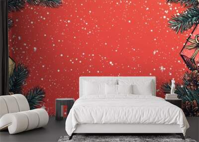 christmas background banner in a sketch style with copyspace for text Wall mural