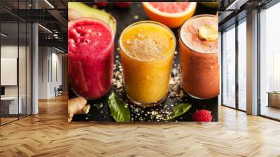 healthy fruit smoothie juice with fresh fruits Wall mural