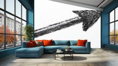 one black drawn arrow isolated on white background Wall mural