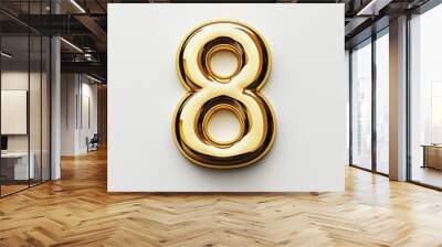 the number 8 / eight made out of gold - isolated top view product photo on white background Wall mural