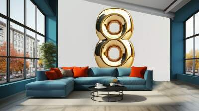 the number 8 / eight made out of gold - isolated top view product photo on white background Wall mural