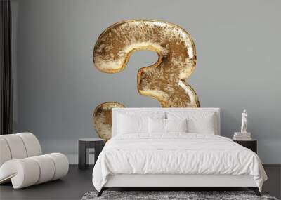 the number three / 3 made out of gold - isolated top view product photo on white background Wall mural