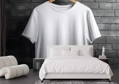 White T-Shirt on hanger mock-up Wall mural