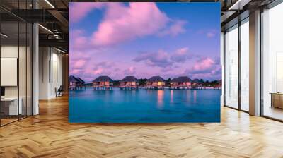 Wonderful twilight time at tropical beach resort in Maldives Wall mural