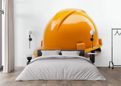 Yellow hard hat isolated on white background, Safety equipment. Generative ai Wall mural