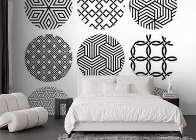 Seamless repeating geometric pattern illustration textile design circle square triangle polygon 3D Wall mural