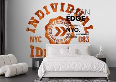 Urban edge, identity, abstract typography motivational quotes modern design slogan. Vector illustration graphics print t shirt, apparel, background, poster, banner, postcard or social media content. Wall mural