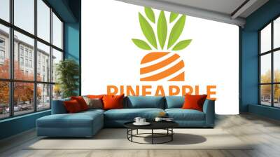 vector half of an orange pineapple with a green crown Wall mural