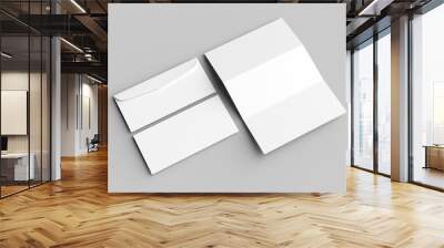 Envelope and letter mock up isolated on soft gray background. 3D illustrating. Wall mural