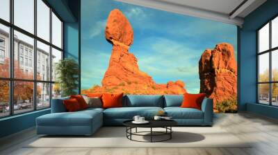 Balanced rock at sunset, Arches National Park, Utah Wall mural