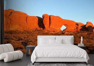 Landscape at South Window Arch glows at sunset, Arches National Park Wall mural