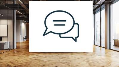 speech bubble thin, line icon on white background; isolated flat Wall mural