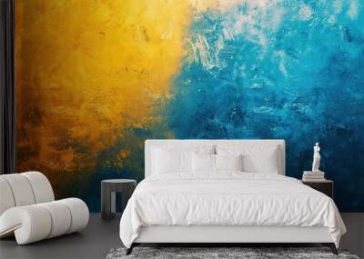 A blue ocean with white smoke coming out of it Wall mural