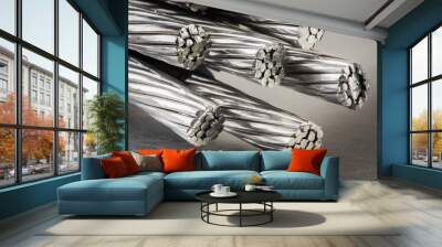 Aluminum electrical power cable close-up Wall mural