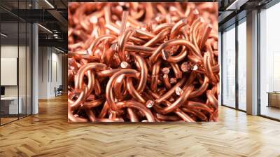 Closeup of copper wire, metal scrap materials recycling Wall mural