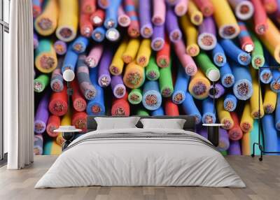 Colored electric cables closeup Wall mural