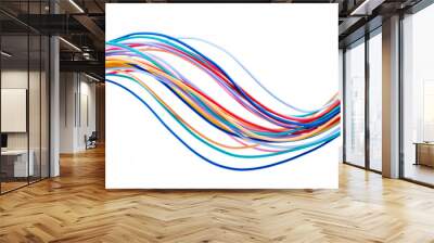 Colorful electrical cable wire isolated on white background Wall mural