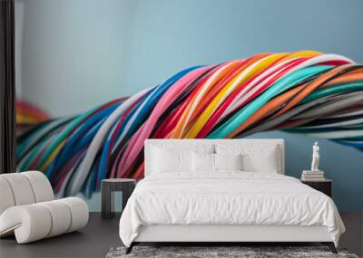 Multicolored electric cable wire close-up Wall mural