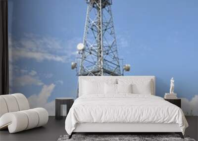 Telecommunication tower with cell phone antennas  Wall mural