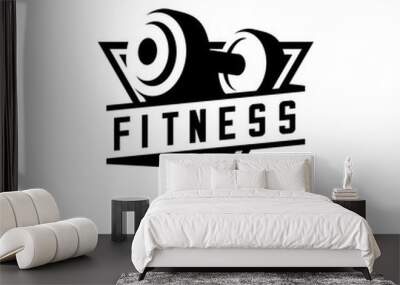 barbell silhouette vector design, fitness sport vector Wall mural