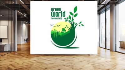 green scenery illustration vector, green world Wall mural