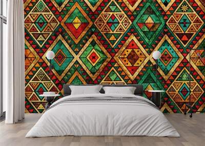 African geometric seamless pattern with grunge effect Wall mural