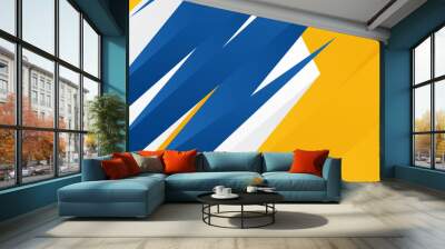 3D bright blue yellow orange abstract background suit for presentation design. Geometrical abstract background. Abstract brush stroke orange white background set in three colors Wall mural